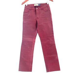 Gap Women Vintage Boot Cut Red Genuine Leather Pants Mid Rise Size 0